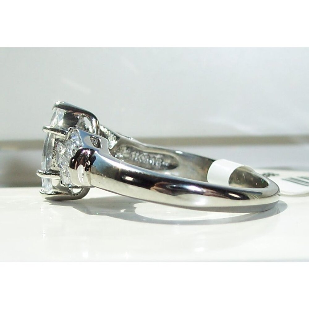Marquise & Baguette Cubic Zirconia Ring Stainless Steel High Polished - Picture 7 of 14